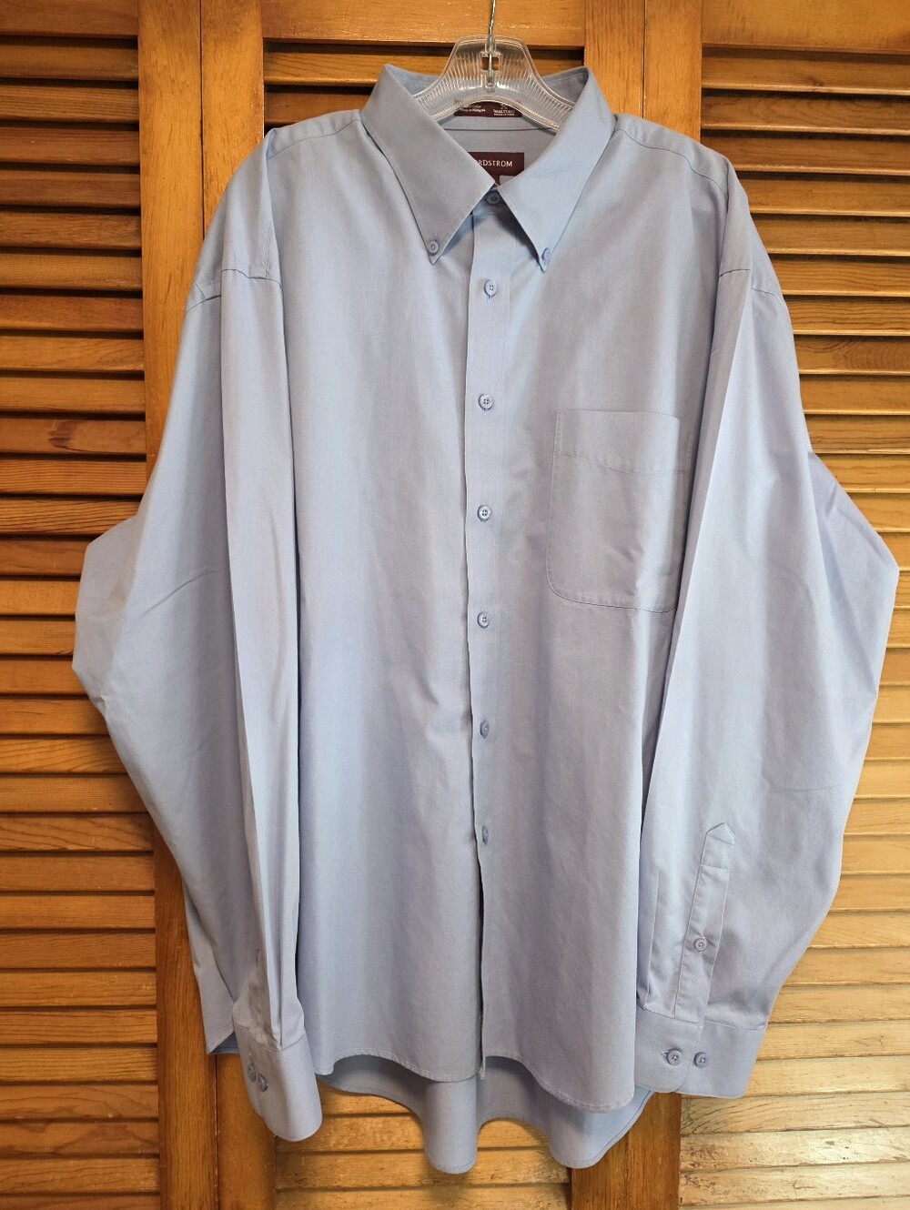 Nordstrom Men's Smartcare Wrinkle Free Blue Long-Sleeve Cotton Dress Shirt XXL